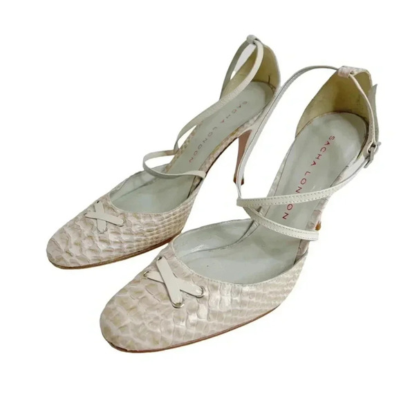 Sacha London Shoes - Vintage Sacha London Snakeskin Lace Up Heels Size 7.5